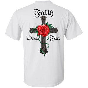 Jesus - Rose and Cross - Faith over fear - Back-printed Apparel