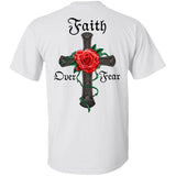 Jesus - Rose and Cross - Faith over fear - Back-printed Apparel