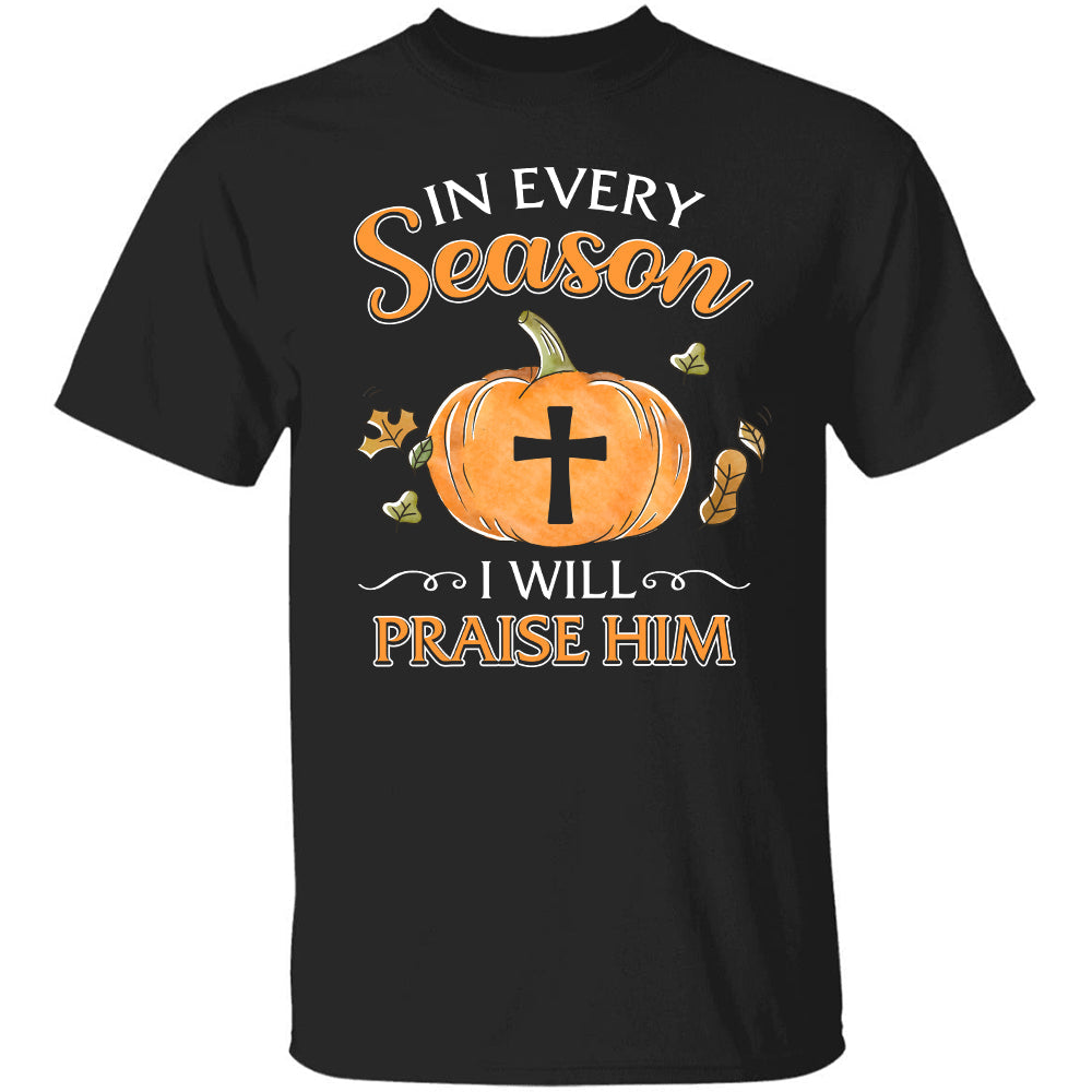Jesus, Pumpkin, Cross - In every season I'll praise him Black Apparel