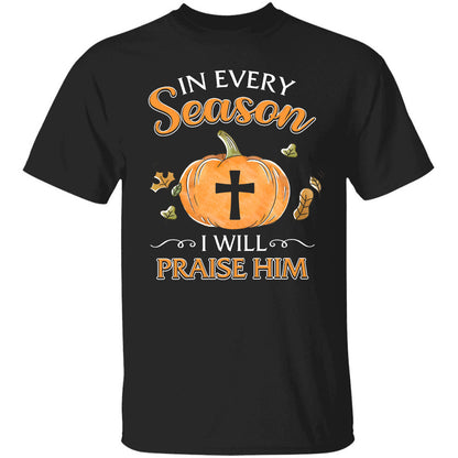 Jesus, Pumpkin, Cross - In every season I'll praise him Black Apparel