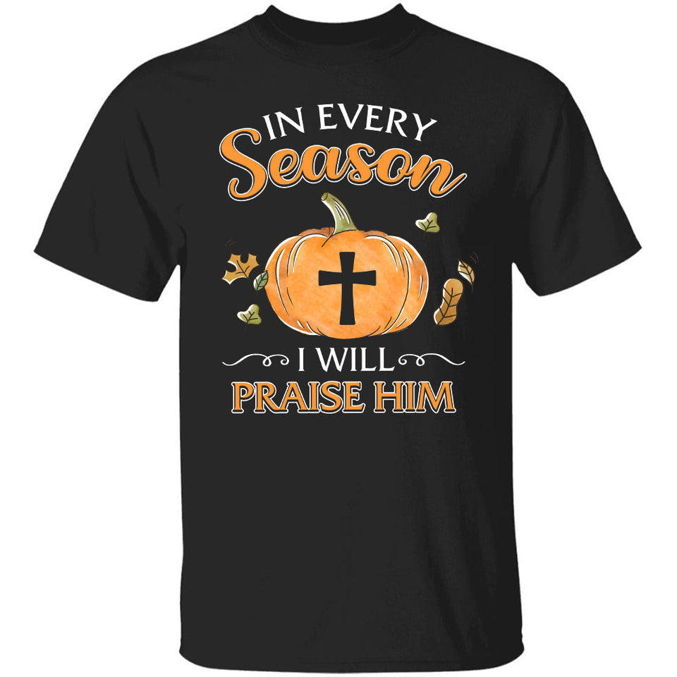 Jesus, Pumpkin, Cross - In every season I'll praise him Black Apparel