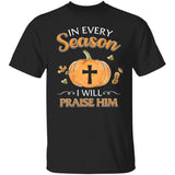 Jesus, Pumpkin, Cross - In every season I'll praise him Black Apparel
