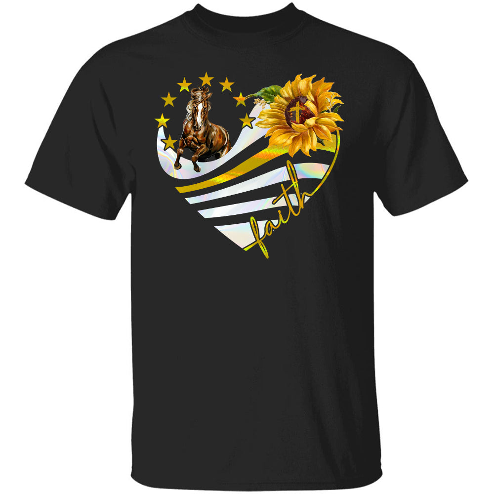 Running Horse, Sunflower, Faith heart shape - Jesus Apparel