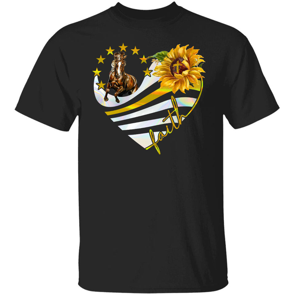 Running Horse, Sunflower, Faith heart shape - Jesus Apparel