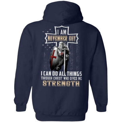 November Guy, Knight of God, US Flag, I can do all things through Christ who gives me strength - Jesus Back-printed Apparel