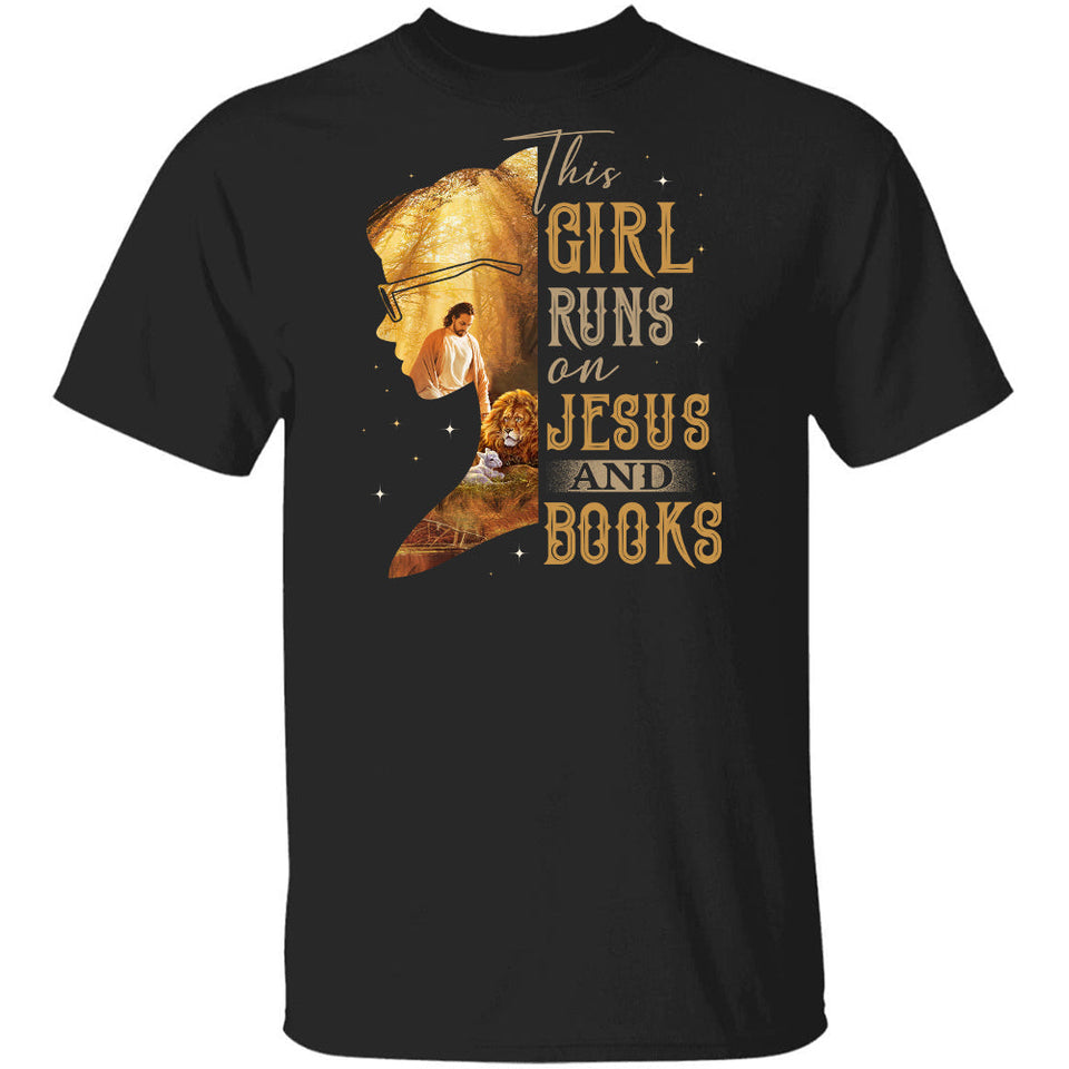 Bookaholic girl, Jesus painting, Lion of Judah, Lamb of God, This girl runs on Jesus an books - Jesus Apparel