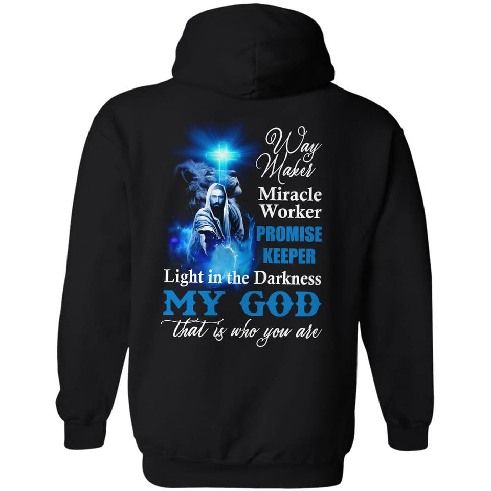 The blue light cross - My God is the light in the darkness - Jesus Back-printed Apparel