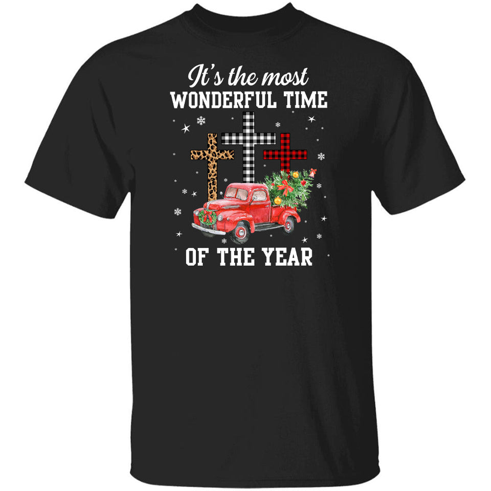 It's the most wonderful time of the year, Christmas, Red truck, Crosses - Jesus Apparel