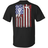 Rock hand sign, US flag - Jesus, Guitarist Back-printed Apparel