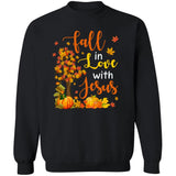 Jesus, Autumn season, Pumpkin, Maple leaf - Fall in love with Jesus Apparel