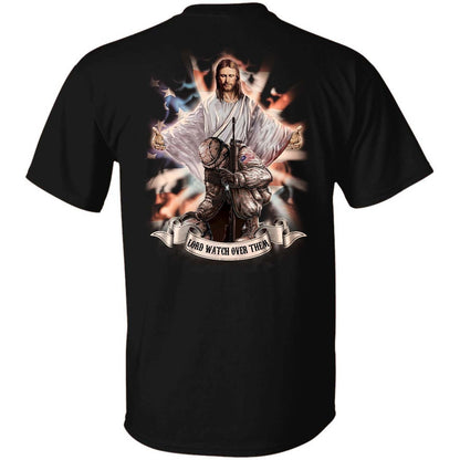Jesus painting, Veteran in the arms of God, Lord watch over them - Jesus Back-printed Apparel
