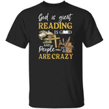 Old books, Wooden cross, God is great, Reading is Good and people are crazy - Jesus Apparel