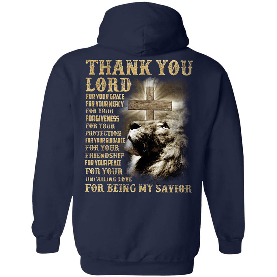 Jesus, Lion of Judah, Thank you Lord for being my savior Back-printed Apparel