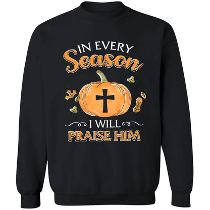 Jesus, Pumpkin, Cross - In every season I'll praise him Black Apparel