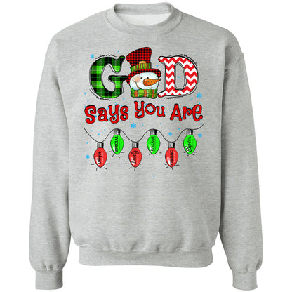 Snowman, Winter, God says you are unique - Jesus, Christmas Apparel