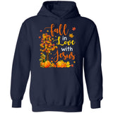 Jesus, Autumn season, Pumpkin, Maple leaf - Fall in love with Jesus Apparel