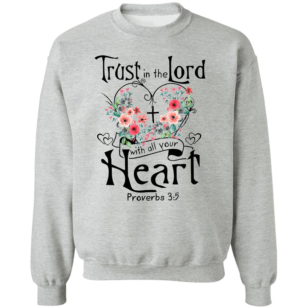 Flower heart, Cross symbol, Trust in the Lord with all your heart - Jesus Apparel