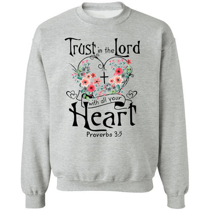 Flower heart, Cross symbol, Trust in the Lord with all your heart - Jesus Apparel