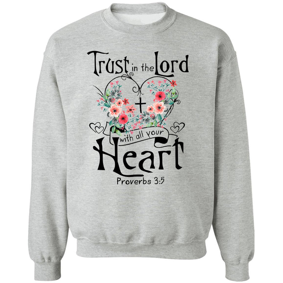 Flower heart, Cross symbol, Trust in the Lord with all your heart - Jesus Apparel