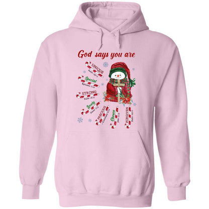 Snowman, Peppermint candy cane, God says you are unique - Jesus, Christmas, Winter Apparel