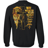 Golden cross, Phoenix wings, Way maker miracle worker - Back-printed Apparel