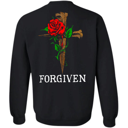 Jesus - Rose and Cross - Forgiven - Back-printed Apparel