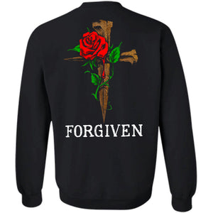 Jesus - Rose and Cross - Forgiven - Back-printed Apparel