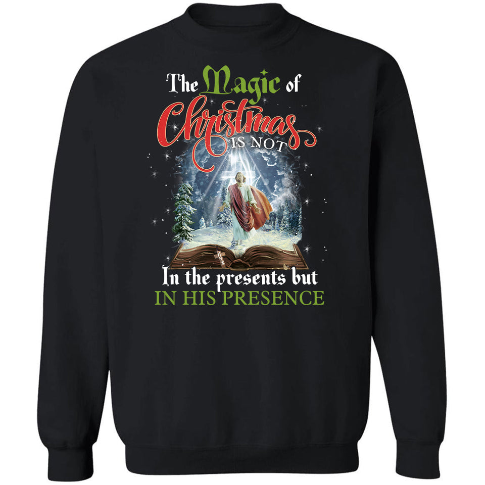 Jesus painting, The holly Bible, Cross light, Winter forest, The magic of Christmas is in his presence - Jesus Apparel