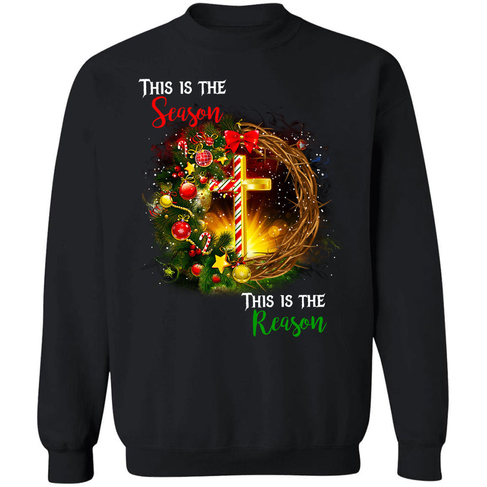 Christmas Wreath, This is the season This is the reason - Jesus, Christmas Apparel