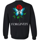 Jesus - Rose and Blue Butterfly - Forgiven - Back-printed Apparel