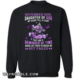 November Girl, Daughter of God, Purple Roses and silver cross - Jesus Apparel