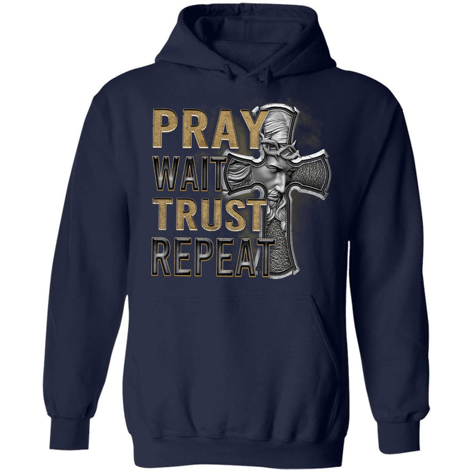 Jesus Cross, Pray Wait Trust Repeat - Jesus Apparel