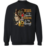 Beautiful girl, In the library, Jesus is my savior, Reading is my therapy - Jesus Apparel