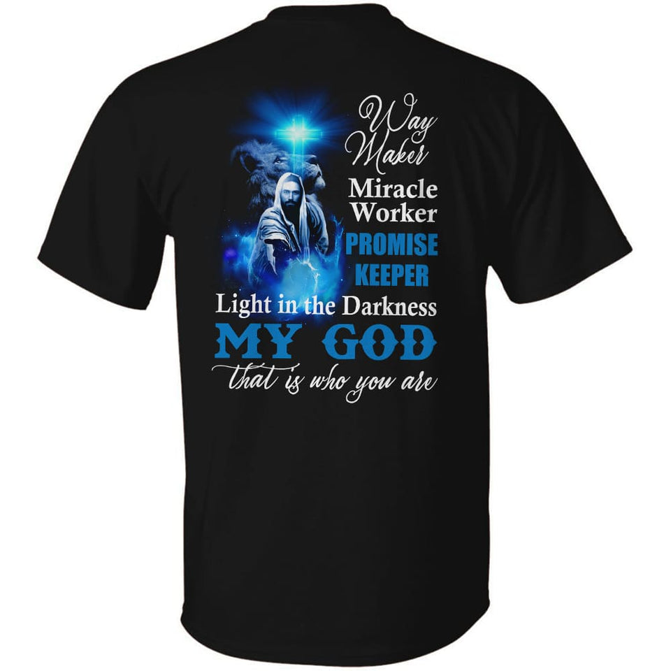 The blue light cross - My God is the light in the darkness - Jesus Back-printed Apparel