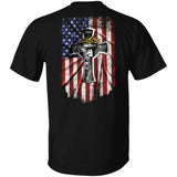 Us flag, Jesus painting, Crown of thorns, God blesses us - Jesus Back-printed Apparel