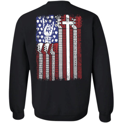 Rock hand sign, US flag - Jesus, Guitarist Back-printed Apparel
