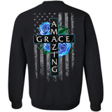 Jesus - Blue rose and Cross - Amazing Grace - Back-printed Apparel