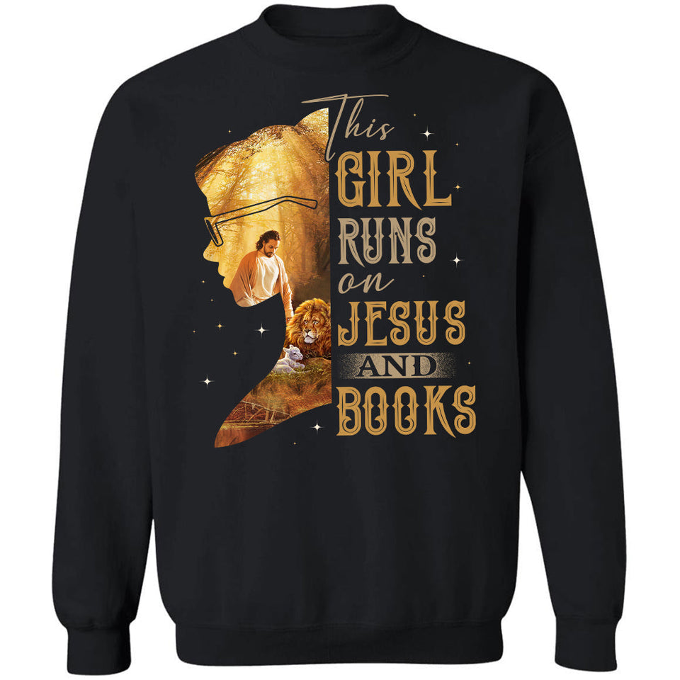 Bookaholic girl, Jesus painting, Lion of Judah, Lamb of God, This girl runs on Jesus an books - Jesus Apparel