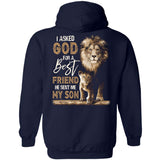 Lion king and his son, I asked God for a best friend, He sent me my son - Jesus Back-printed Apparel