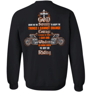 Jesus - Motorbike - God grant me wisdom to know when to just go riding - Back-printed Back Apparel