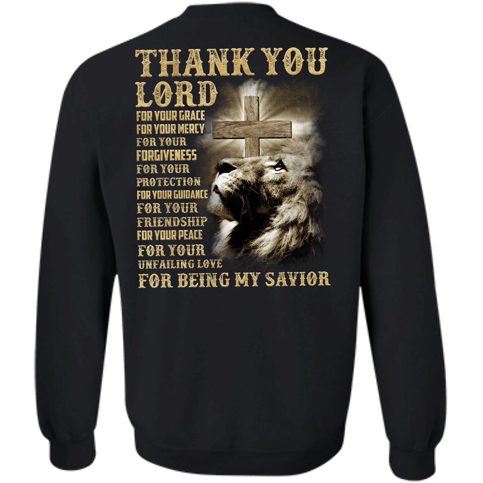 Jesus, Lion of Judah, Thank you Lord for being my savior Back-printed Apparel