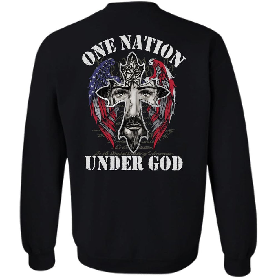Jesus and the wings of the US, One nation under God - Jesus Back-printed Apparel
