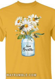 Jesus - Bees and daisy flower - Just breathe - Yellow Apparel