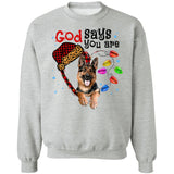 German Shepherd, Christmas decoration lights, God says you are - Jesus Apparel