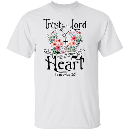 Flower heart, Cross symbol, Trust in the Lord with all your heart - Jesus Apparel