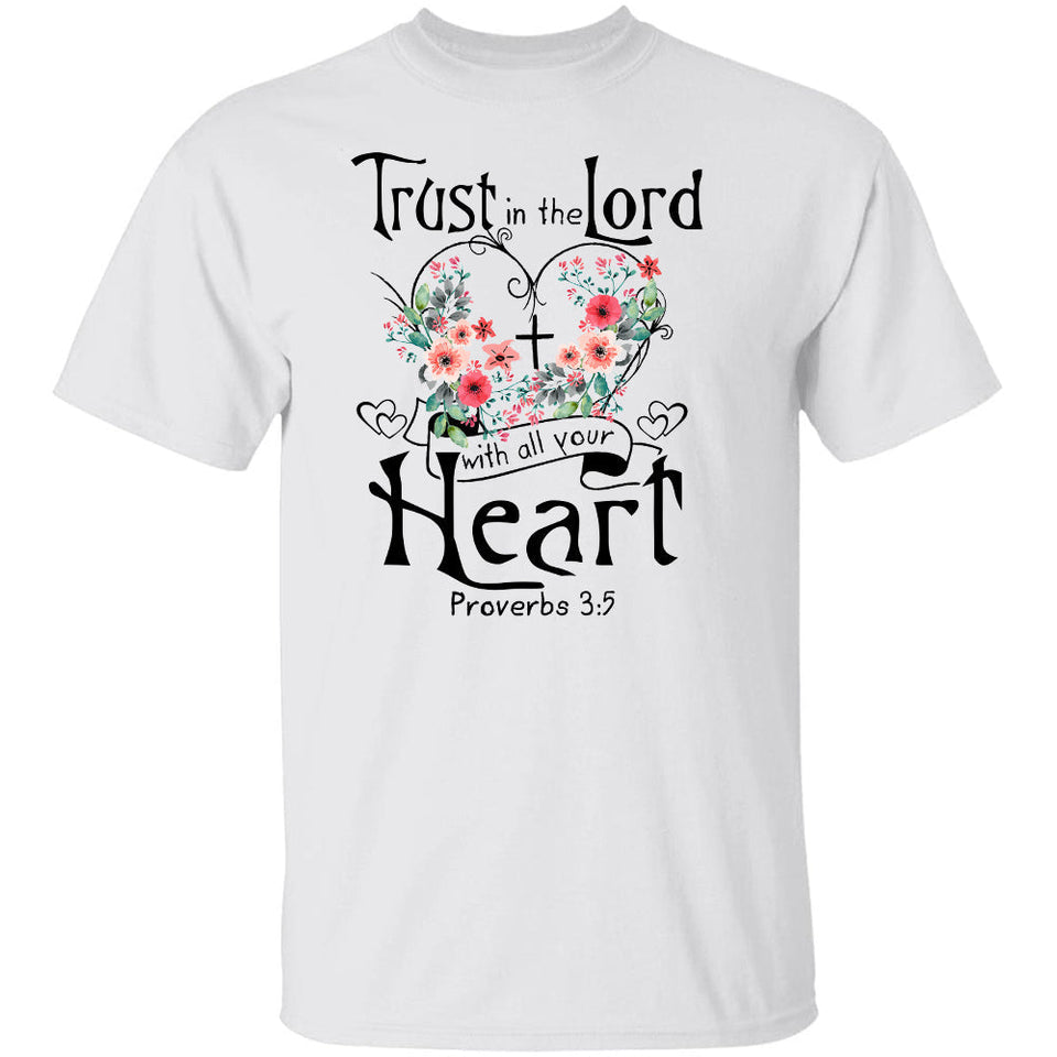 Flower heart, Cross symbol, Trust in the Lord with all your heart - Jesus Apparel
