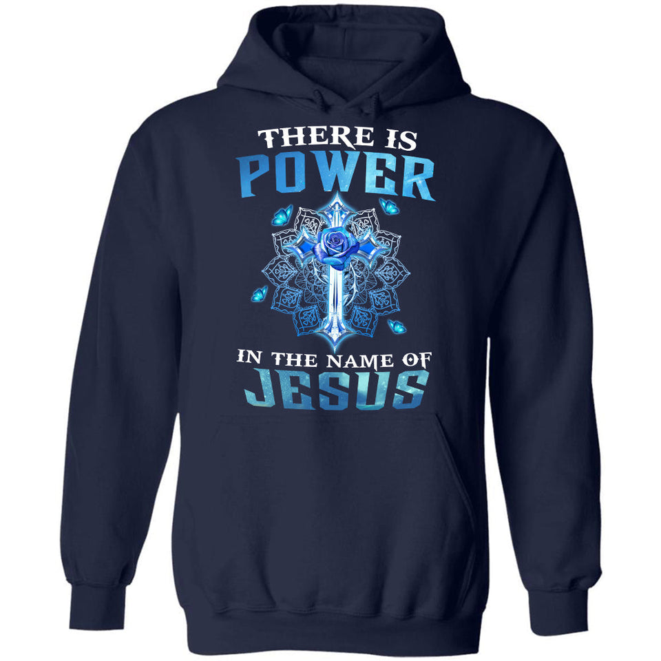 Blue rose, Blue butterfly, The cross, There is power in the name of Jesus - Jesus Apparel