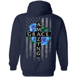 Jesus - Blue rose and Cross - Amazing Grace - Back-printed Apparel