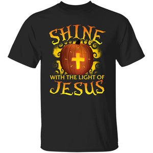Halloween apparel, Golden cross, Big pumpkin, Shine with the light of Jesus - Jesus Apparel