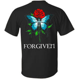 Jesus - Rose and Blue Butterfly - Forgiven - Back-printed Apparel